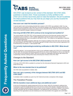 ISO 27001 Transition - FAQs ISO 27001 Transition - FAQs