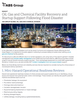 Oil, Gas and Chemical Facility Recovery and Startup Support Following Flood Disaster